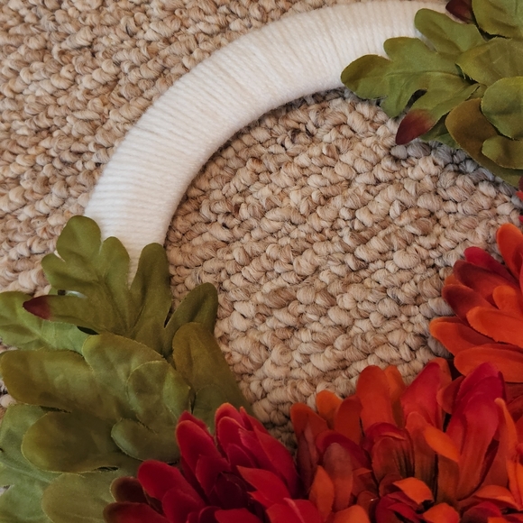 Handmade Flower Wreath Wrapped in White 8 Inch - Picture 3 of 5